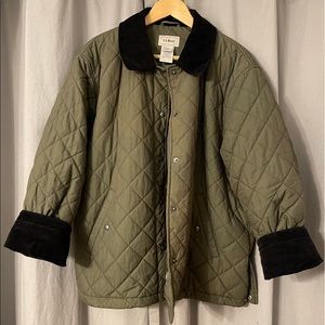 L.L.Bean petite XL quilted corduroy snap button thermal insulation coat thermore